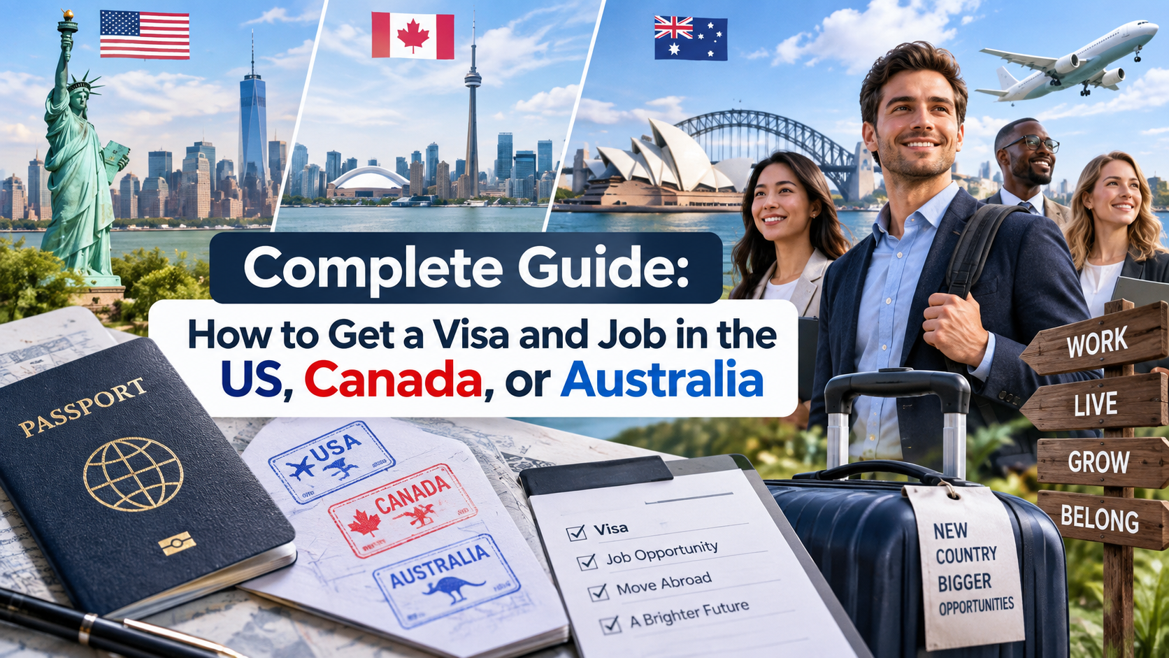 Complete Guide: How to Get a Visa and Job in the US, Canada, or Australia 